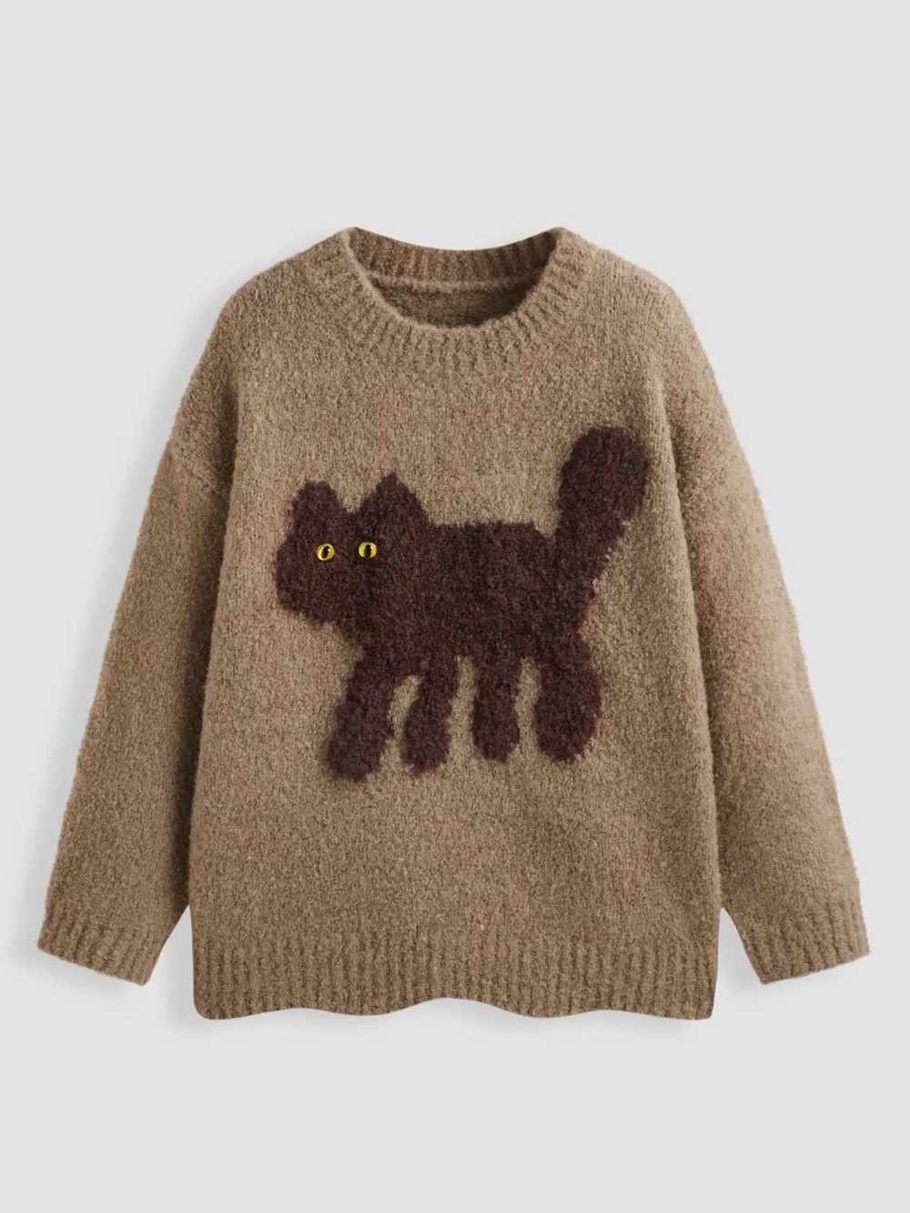Cider Brown Cat Graphic Fairy Grunge Fuzzy Sweater XS - Picture 4 of 11